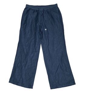 Lane Bryant wide leg linen blend black drawstring tie pants 14/16